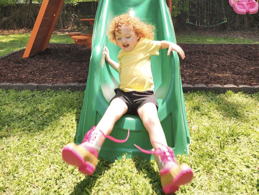Even though her sister Aricka, wasn’t feeling ready to play, Aria had a blast testing out their new playset while her sister rested nearby.