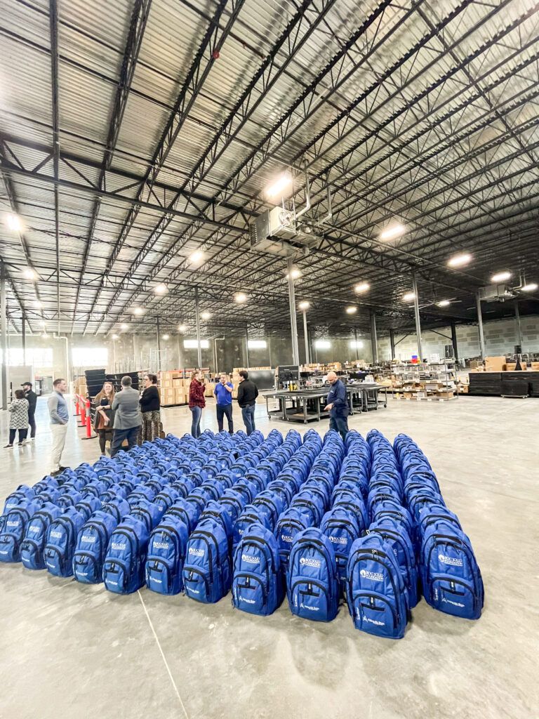 Packed Ready bags inside Shady Rays warehouse.
